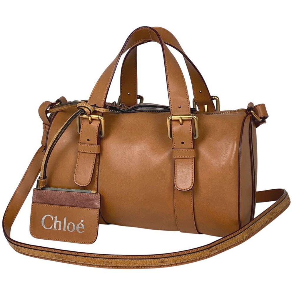 Chloe logo handbag shoulder bag leather brown